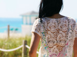Miami Beach plage ocean océan drive dentelle top crop maillot de bain une piece motif floral