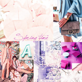 spring moodboard planches tendances trends 2017 couleurs pastels rose pink oranger violet fleurs fleuri sac chloé pinterest femme women montre cluse